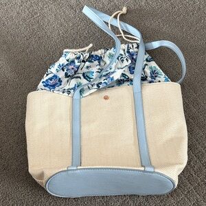 LC Lauren Conrad Floral Satchel with Blue Trim
